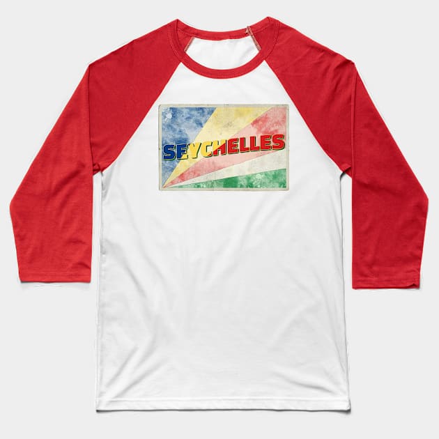 Seychelles Vintage style retro souvenir Baseball T-Shirt by DesignerPropo